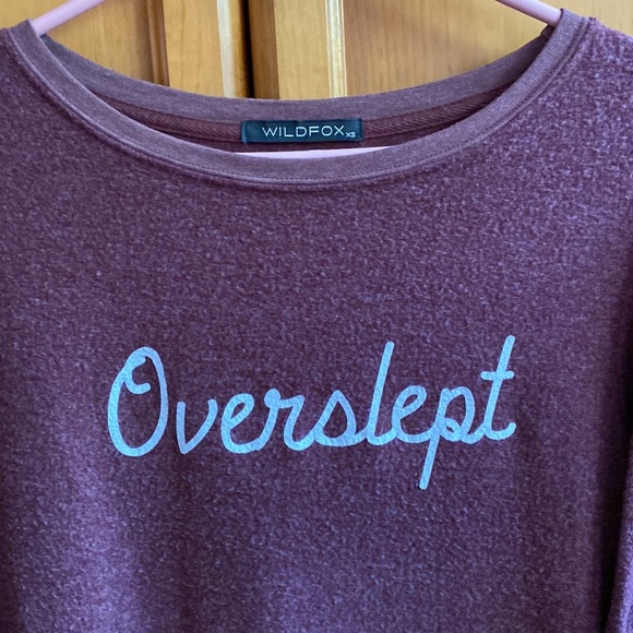 WILDFOX Overslept Sweatshirt Self Care Statement Love Lounge Top Boho Comfy Rare - Picture 2 of 2